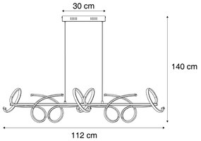 Lampada a sospensione di design oro rettangolare dimmerabile a 3 livelli - Krisscross