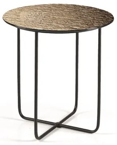 Tavolino tondo con piano vetro temperato effetto martellato Bronzo JON 45