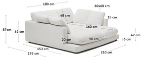 Kave Home - Divano Gala 3 posti con doppia chaise longue bianco 210 cm