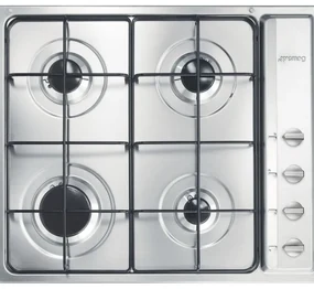 Piano cottura 4 fuochi L 58.5 cm S64S SMEG silver griglie in acciaio smaltato