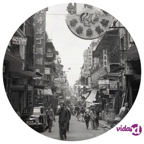 WallArt Carta da Parati Circolare Hong Kong the Old Days 142,5 cm
