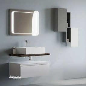 Mobile Bagno Sospeso "New Karma Due" Composto Da Un Top 80 Cm Ed Un Cassetto Bianco Opaco Da 80 Cm