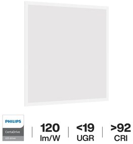 Pannello LED 60x60 44W, PHILIPS CertaDrive, 120lm/W, CRI92, No Flickering, UGR19 Colore Bianco Freddo 5.700K