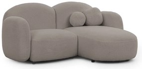Divano angolare grigio (con penisola a destra/con chaise lounge) con rivestimento in bouclé Orbit – Ropez