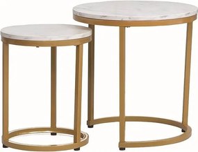 Set di Tavolini da caffè Hola effetto marmo bianco/oro