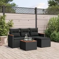 Set Divani da Giardino 5 pz con Cuscini in Polyrattan Nero 3258310