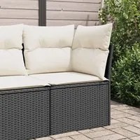 Divano Angolare da Giardino con Cuscini Nero in Polyrattan 366012