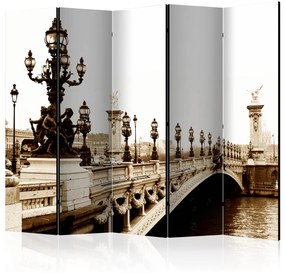 Paravento separè Ponte Alessandro III a Parigi II (5-parti) - architettura in seppia