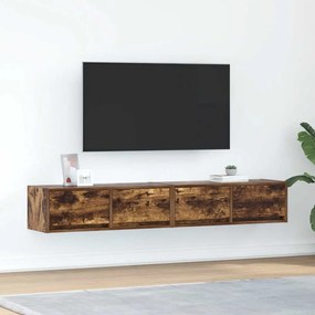 Mobili Tv 2 Pz Rovere Fumo 80x31x25,5 Cm Legno Multistrato /