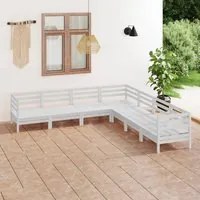 Set Salotto da Giardino 7 pz in Legno Massello di Pino Bianco 3083095