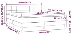 Letto a Molle Materasso e LED Grigio Chiaro 160x200 cm Tessuto