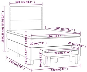 Giroletto a Molle con Materasso Grigio Chiaro 120x200cm Velluto