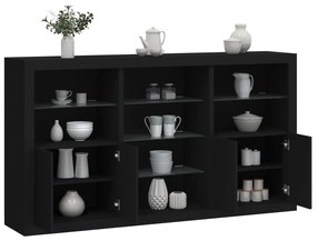 Credenza con Luci LED Nera 181,5x37x100 cm