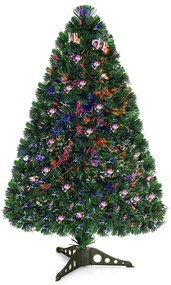 Costway Albero di natale illuminato con fibra ottica 90cm Albero di abete artificiale cambia colore con 85 rami, Verde