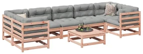 Set divani da giardino 8 pz con cuscini massello abete douglas