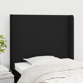 Testiera Ad Orecchio Nera 103x16x118/128 Cm İn Tessuto /