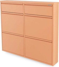 Scarpiera color salmone in metallo con ante ribaltabili 98x86x15 cm Billy – Spinder Design