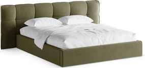 Letto matrimoniale imbottito verde con contenitore con rete inclusa 160x200 cm Eric – Micadoni