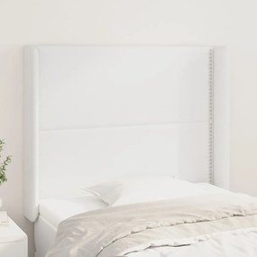 Testiera Ad Orecchio Bianco 83x16x118/128 Cm İn Similpelle /