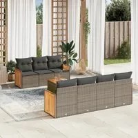 Set Divano da Giardino 8 pz con Cuscini Grigio in Polyrattan 3259890