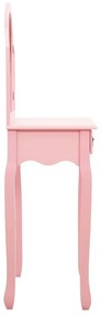 Tavolo da trucco con sgabello rosa 65x36x128 cm paulownia e mdf