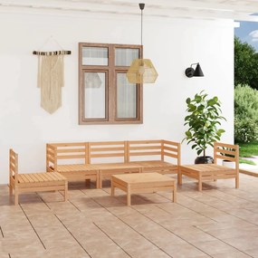 Set Divani da Giardino 6 pz in Legno Massello di Pino