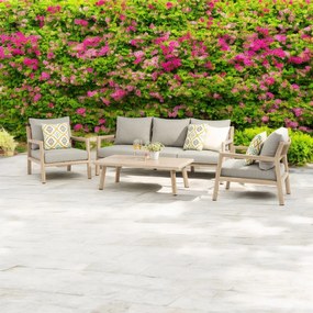 ENCANTO - salotto con struttura in alluminio verniciato effetto legno e cuscineria