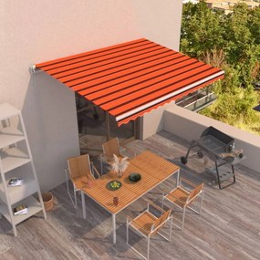 Tenda Da Sole Retrattile Manuale 450x350 Cm Arancione E Marrone /