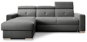 Divano angolare grigio allungabile/con contenitore (con penisola a sinistra/con chaise lounge) Fresia – ELTAP