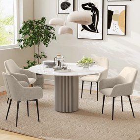 Set 2 Sedie Imbottite Stile Nordico 54x57x80 cm Tessuto Effetto Velluto Crema...