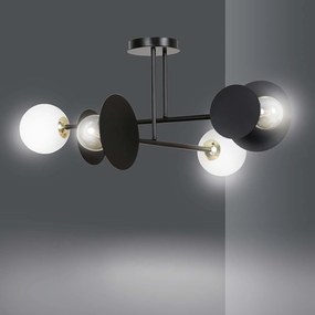 Plafoniera Moderna Inari Acciaio Nero 2 Luci E27 Ip20