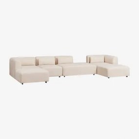 Divano Componibile Chaise Longue Destra In 4 Pezzi Con Daybed E Pouf Fogler Ciniglia Crema Beige - Sklum