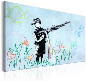 Quadro Boy with Gun by Banksy  Colore bianco e nero, Dimensioni e Misure 90x60