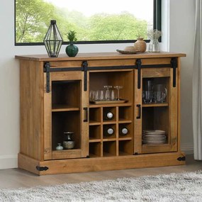 Credenza Halden 2 Ante Scorrevoli 112x40x80 Cm Legno Massello /