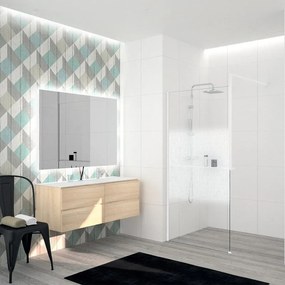 Box doccia walk-in Elidesign, vetro serigrafato 8 mm, L 120 cm x H 200 cm, profilo bianco