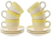 Set da caffè con piattino coordinato, 6 pezzi, in gres