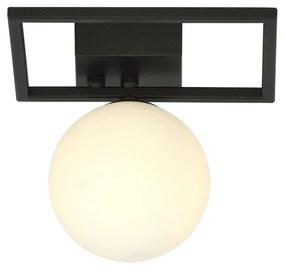 Plafoniera Moderna 1 Luce Imago 1130/1E In Acciaio Nero Vetro Opale