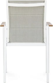 Sedie da esterno bianche in alluminio con braccioli in legno e seduta in textilene Kubik Bizzotto - 4 pezzi