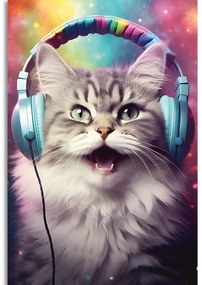Stampa su tela – Gatto con cuffie