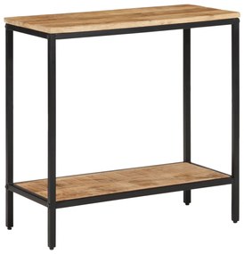 Tavolo Consolle 70x35x70 Cm İn Legno Massello Di Mango Grezzo /