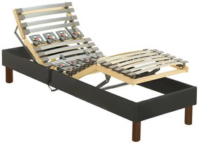 Rete relax con doghe e sospensioni in tessuto grigio antracite di DREAMEA - 70 x 190 cm