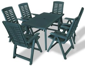 Set da Pranzo da Giardino 7 pz in Plastica Verde