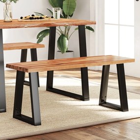 Panca Con Bordi Vivi 110 Cm İn Legno Massello Di Acacia /