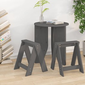 Sgabelli 2 Pz Grigio 40x40x45 Cm İn Legno Massello Di Pino /