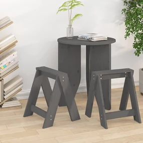 Sgabelli 2 Pz Grigio 40x40x45 Cm İn Legno Massello Di Pino /