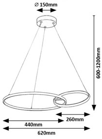 Rabalux 72296 - Lampadario LED a sospensione con filo EMILION LED/36W/230V nero/oro