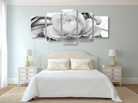 Quadri 5 pezzi – Rose lussuose in bianco e nero