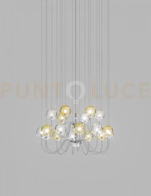 Puppet sospensione 18p multicolore 2 cromo lucido 18 luci attacco g9