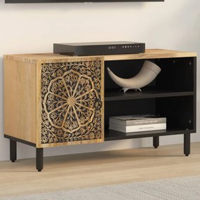Mobile Porta Tv 80x31x46 Cm İn Legno Massello Di Mango /