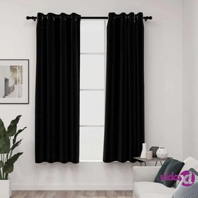 vidaXL Tende Oscuranti Effetto Lino con Occhielli 2 pz 140x175 cm Nere